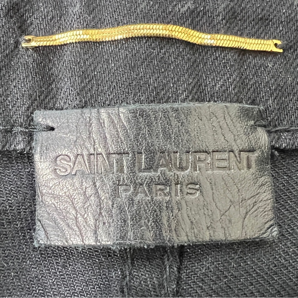 SAINT LAURENT Paris Coated Black Skinny Jeans 29 Made in Japan Luxe Rock Chic - Picture 8 of 15